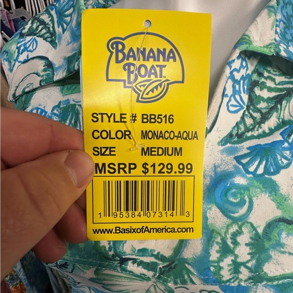 Banana Boat UPF 50+ Long Sleeve Blue and Green Monaco-Aqua Sundress Cover up - Picture 5 of 7